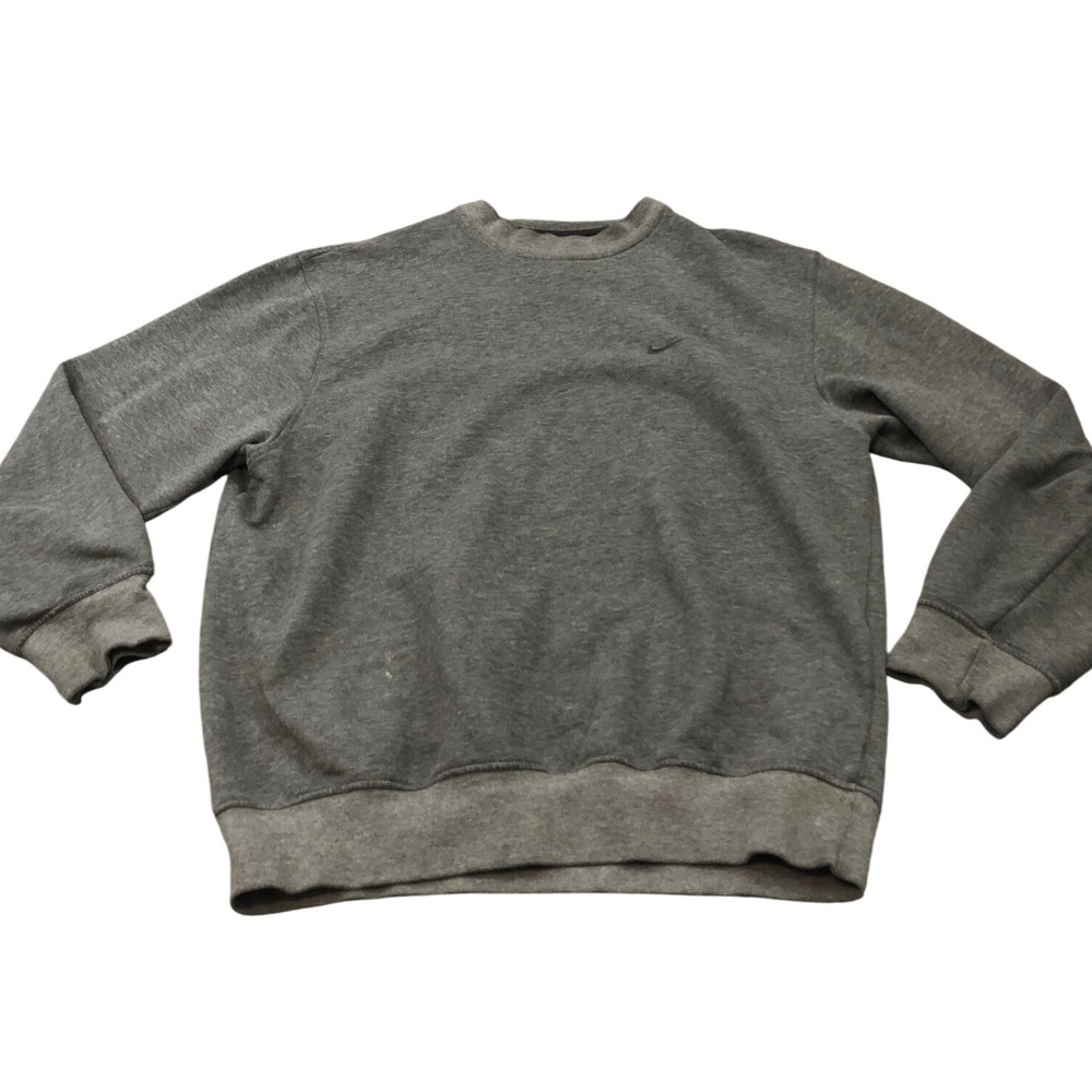 Y2K Nike Sweatshirt Mens M Grey Embroidered Swoosh‎ Crewneck Pullover RN56323